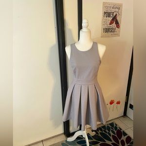 Silver blue grey a line dress with zipper and pockets
